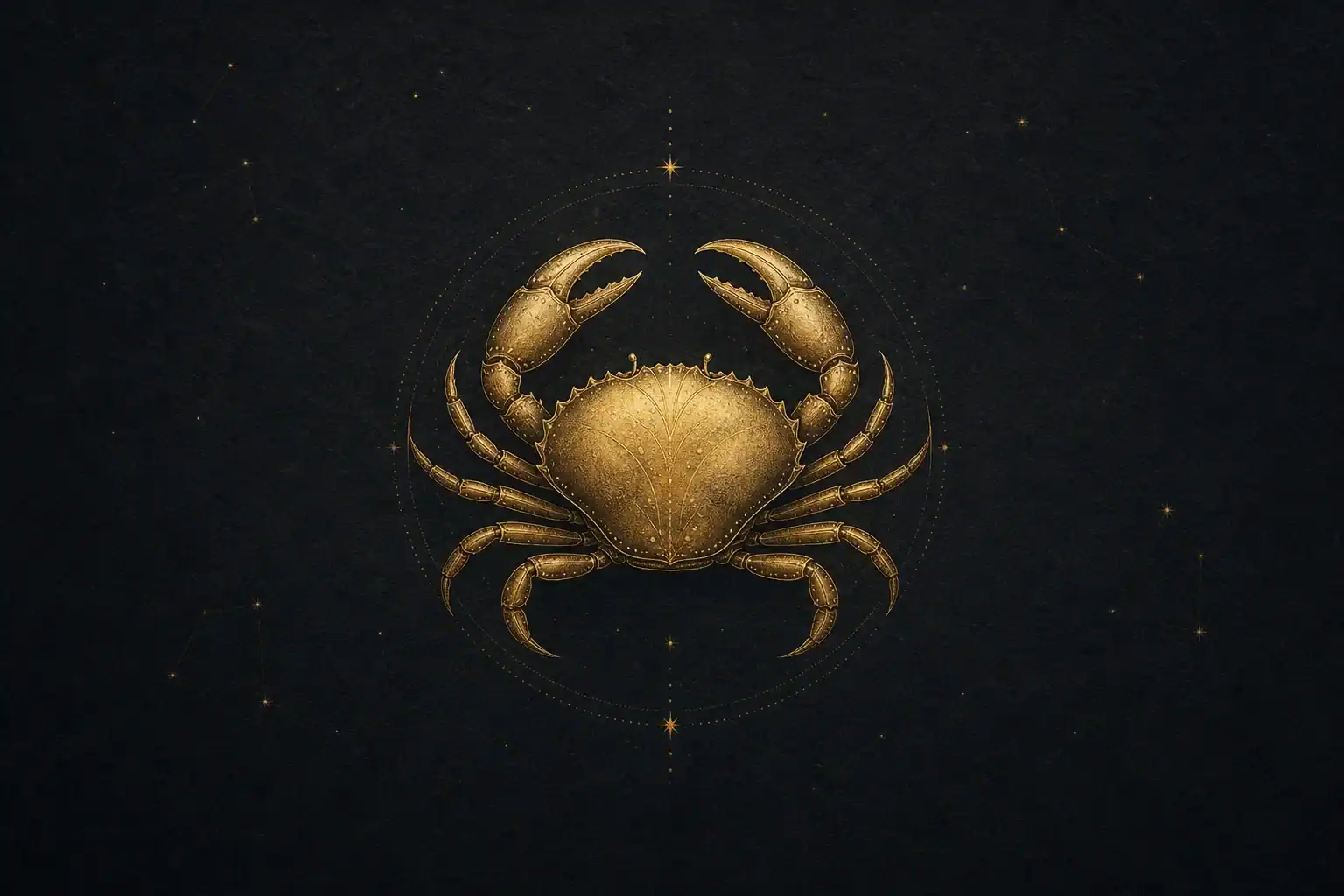 Gouden krab als symbool voor het sterrenbeeld Kreeft, in het Engels Cancer